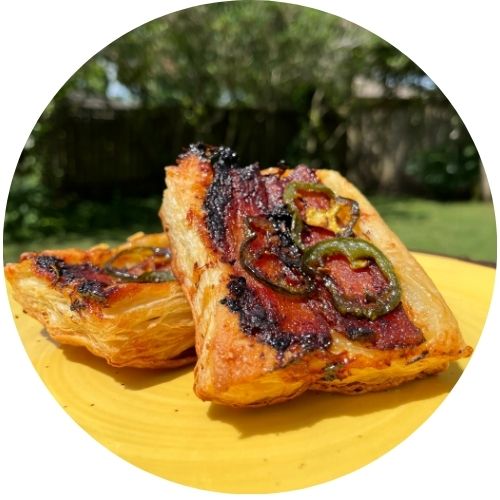 Upside-down bacon jalapeño tart
