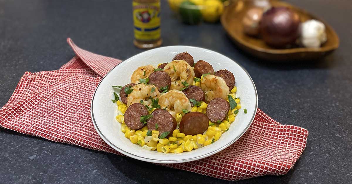 Skillet Corn with Shrimp and Sausage | Easy 30-Minute Dinner Recipe