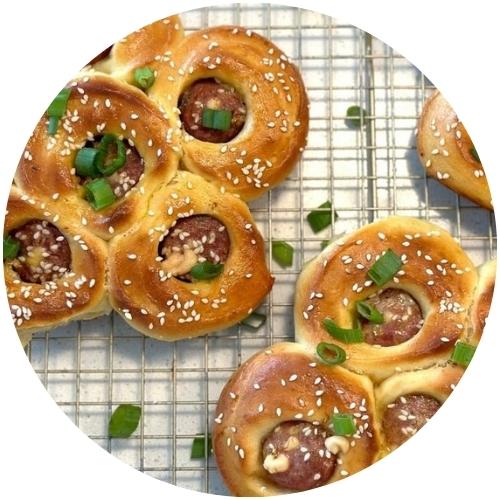 flour-shaped sausage rolls