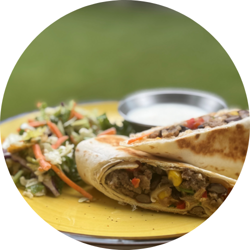 lone star egg rolls made with kountry boys sausage on a yellow plate with ranch in a silver bowl