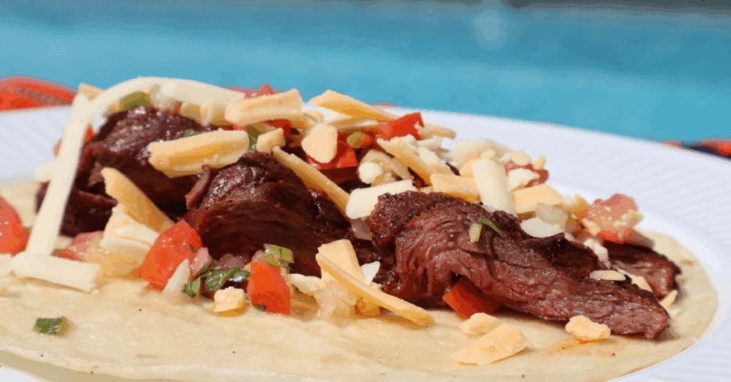 Kountry Boys beef fajitas by the pool.