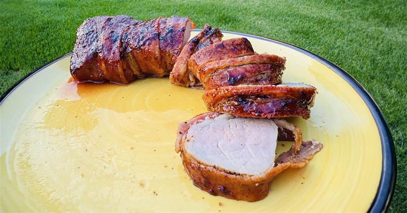 Bacon-wrapped pork tenderloin