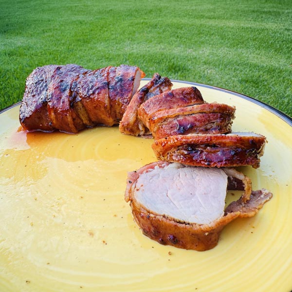 Bacon-wrapped pork tenderloin