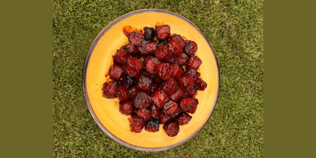 BBQ sausage bites fresh off the smoker